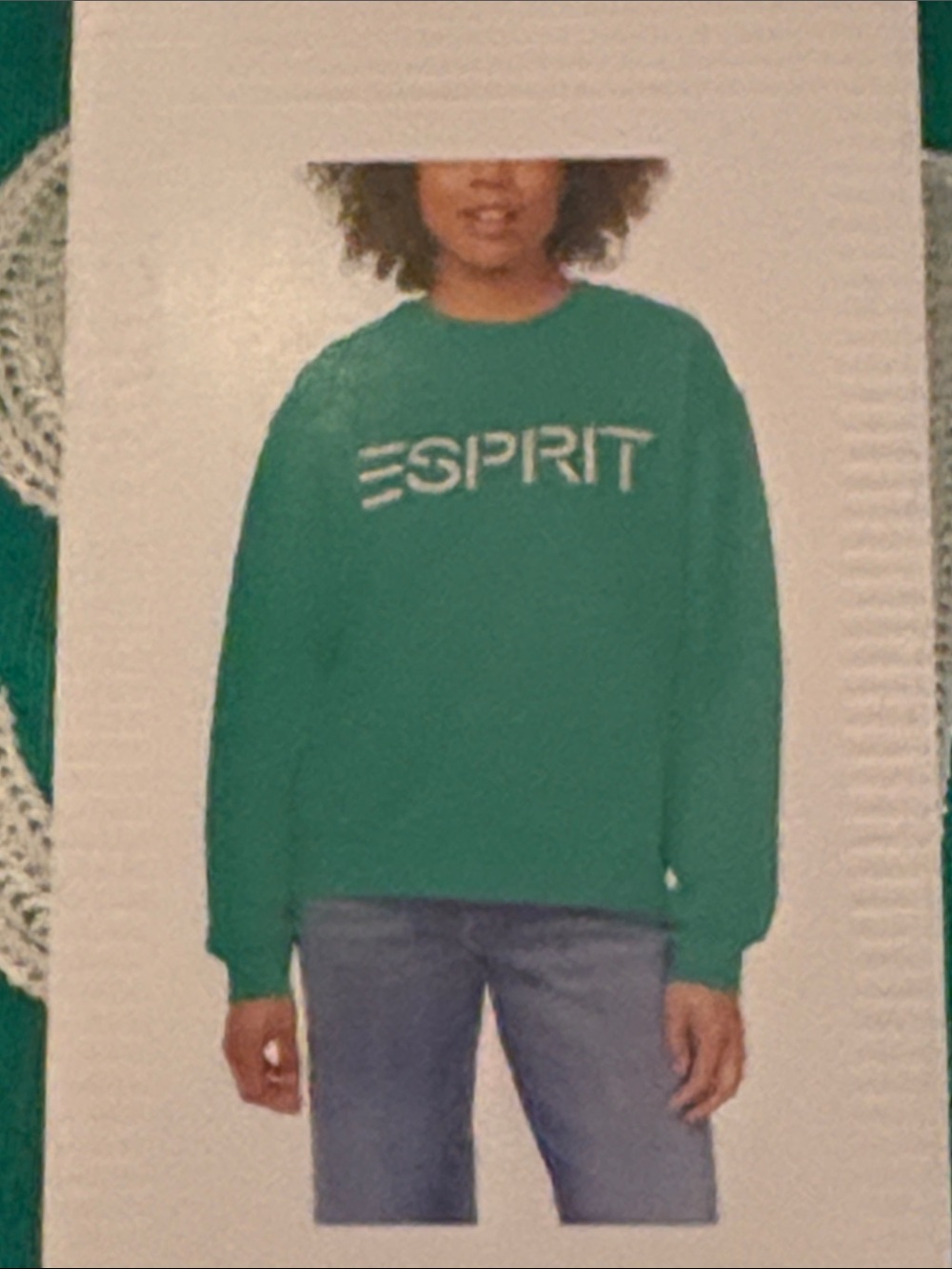 Esprit Large green Crewneck Sweatshirt with White Logo New - Picture 5 of 8